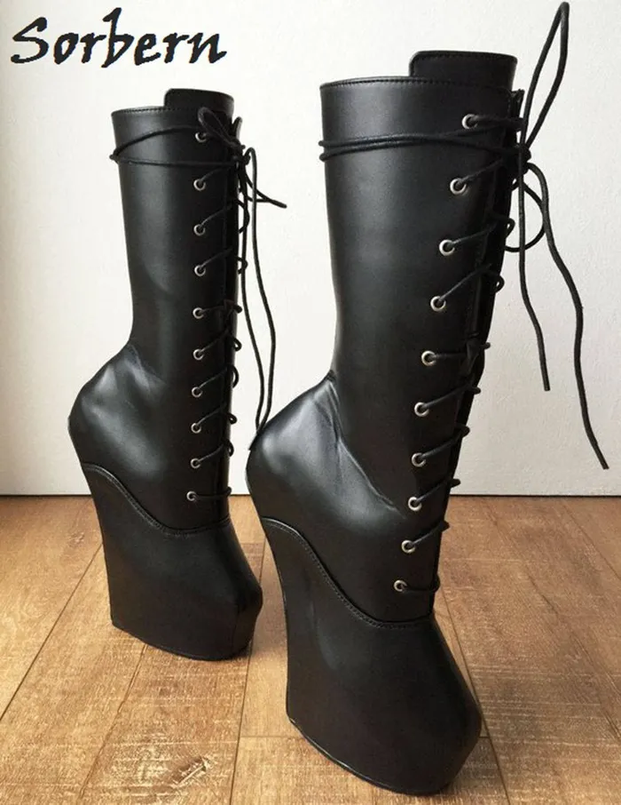 ShhhOb Anal Sorbern Hoof Heel midcalf boot Pointed toe extreme heels for Pony play BDSM