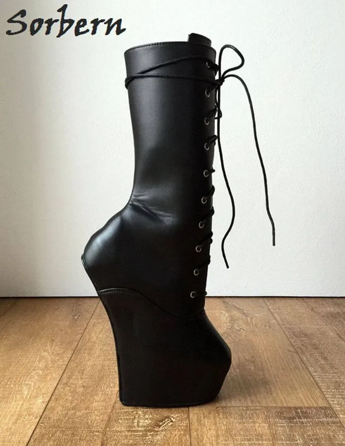 ShhhOb Anal Sorbern Hoof Heel midcalf boot Pointed toe extreme heels for Pony play BDSM