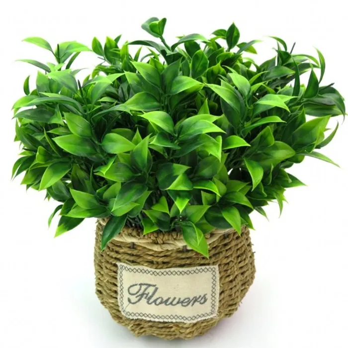 ShhhOb Male Sex Toys Green medium sized artificial plant 7 forks of foliage with approx 35 leaves