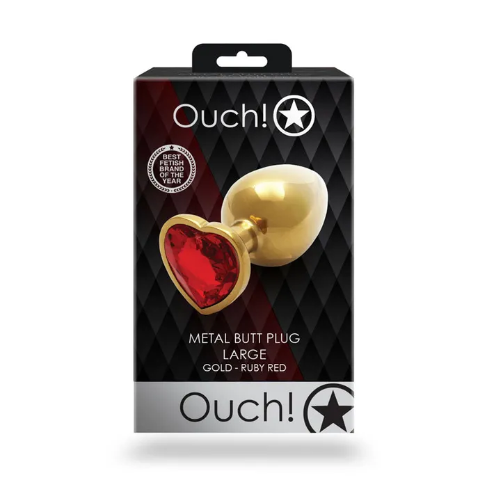 ShhhWndsr Anal OUCH Heart Gem Gold Butt Plug Large