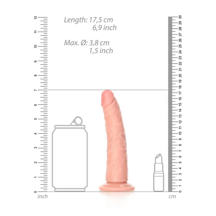 ShhhWndsr Dildos REALROCK Slim Curved Realistic Dildo Dong 15cm Flesh