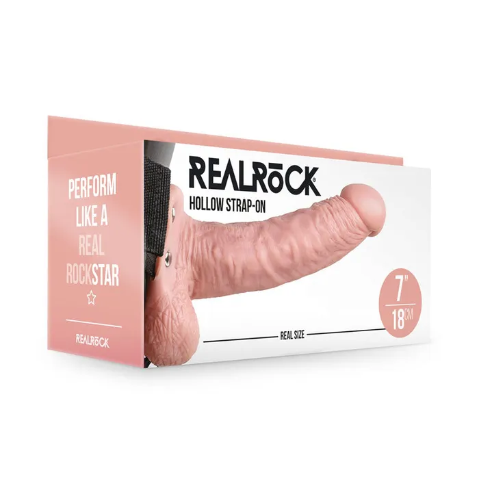 ShhhWndsr Female Sex Toys REALROCK 18 cm Hollow StrapOn with Balls Flesh