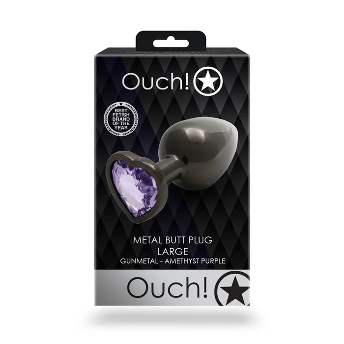 ShhhWndsr OUCH Heart Gem Gunmetal Butt Plug Large Anal