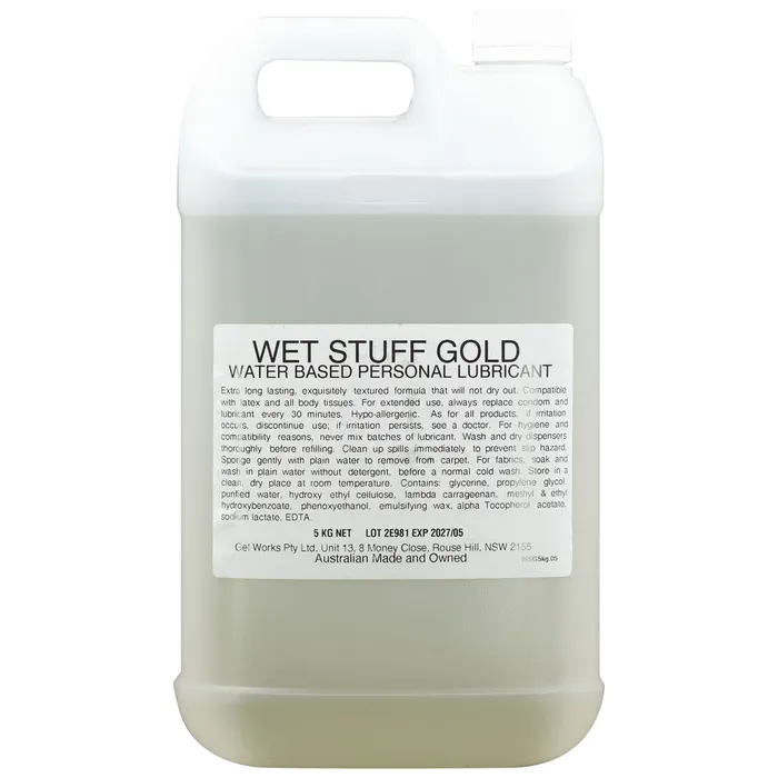 ShhhWndsr Wet Stuff Gold 5kg Bottle Water Based Lubricant Sexual Health Wellbeing ShhhWndsr Wet Stuff Gold 5kg Bottle Water Based Lubricant Sexual Health Wellbeing