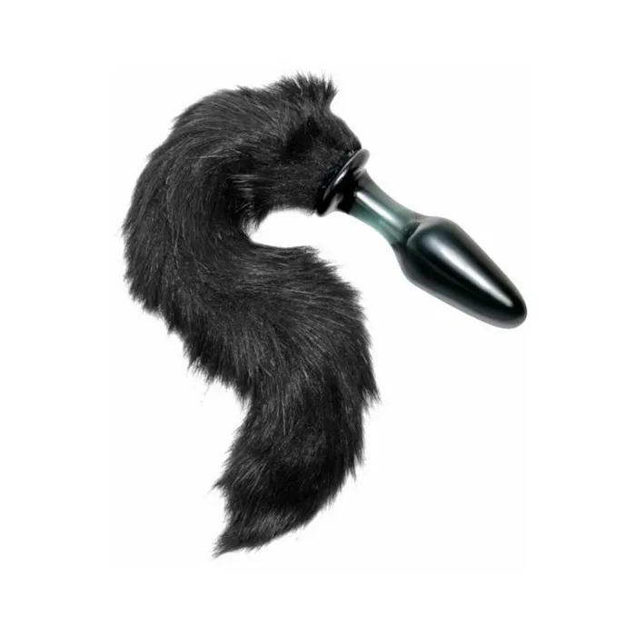 Tailz Midnight Fox Glass Butt Plug With Tail Black Fairvillacom Anal