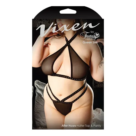 Vixen After Hours Studded Halter Top Panty Black Queen Fairvillacom Anal