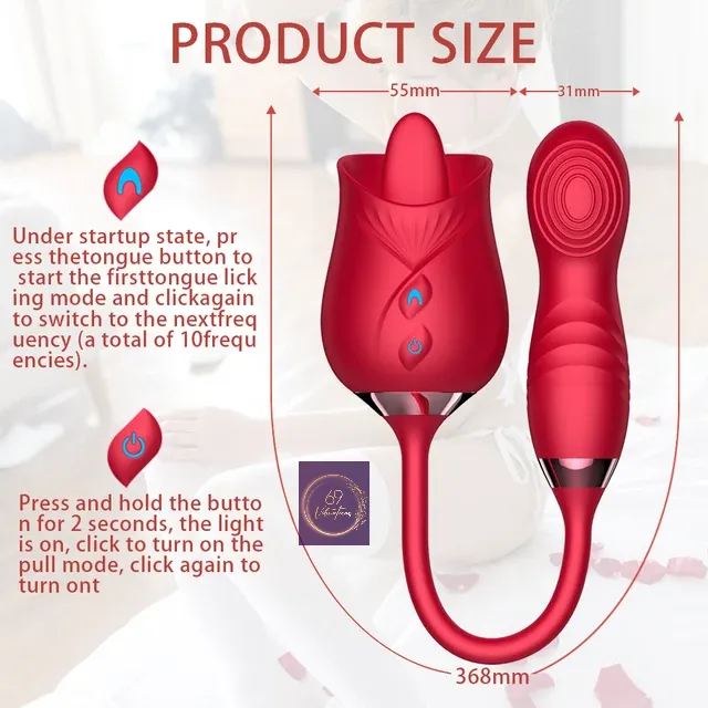 69 Vibrations Kenya Female Sex Toys Rose Licker with Gspot Vibrator
