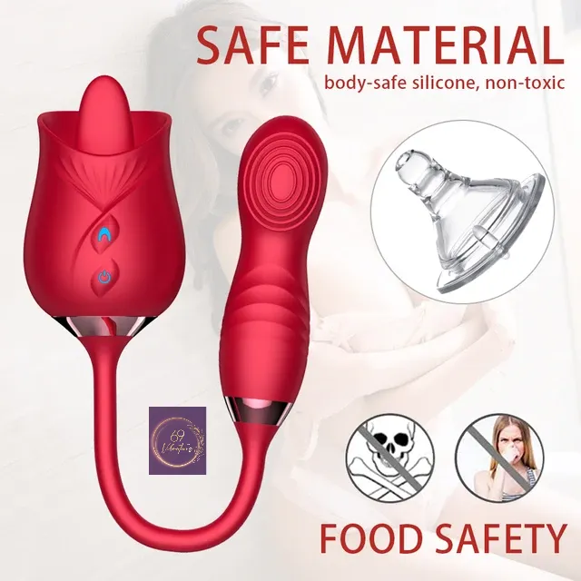 69 Vibrations Kenya Female Sex Toys Rose Licker with Gspot Vibrator
