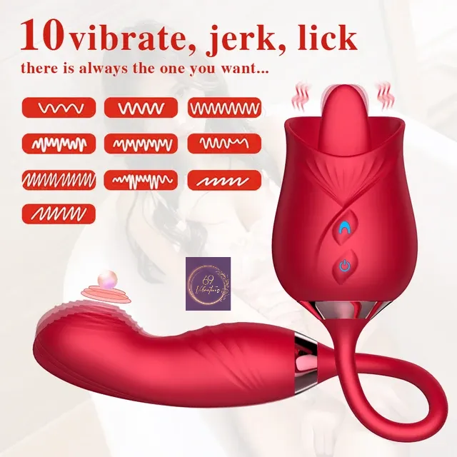 69 Vibrations Kenya Female Sex Toys Rose Licker with Gspot Vibrator