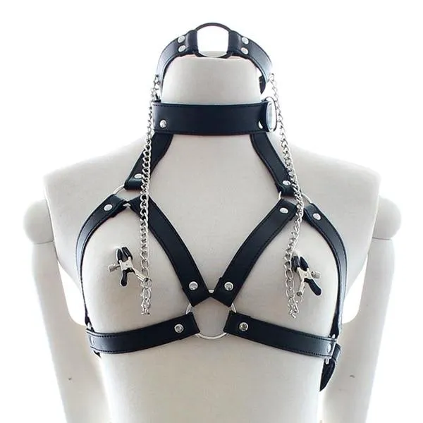 Couples Kinkstasy The Bad Sub Bondage Harness w O Ring Gag Nipple Clamps Slave Collar Couples Kinkstasy The Bad Sub Bondage Harness w O Ring Gag Nipple Clamps Slave Collar