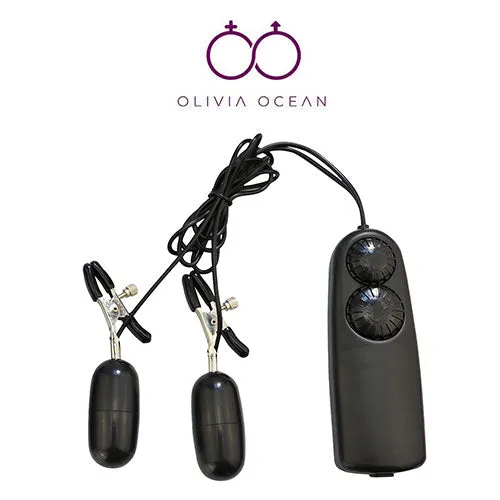 Couples Olivia Ocean Vibrating Mult Speed Nipple clamps Bondage Sex toy for HimHer