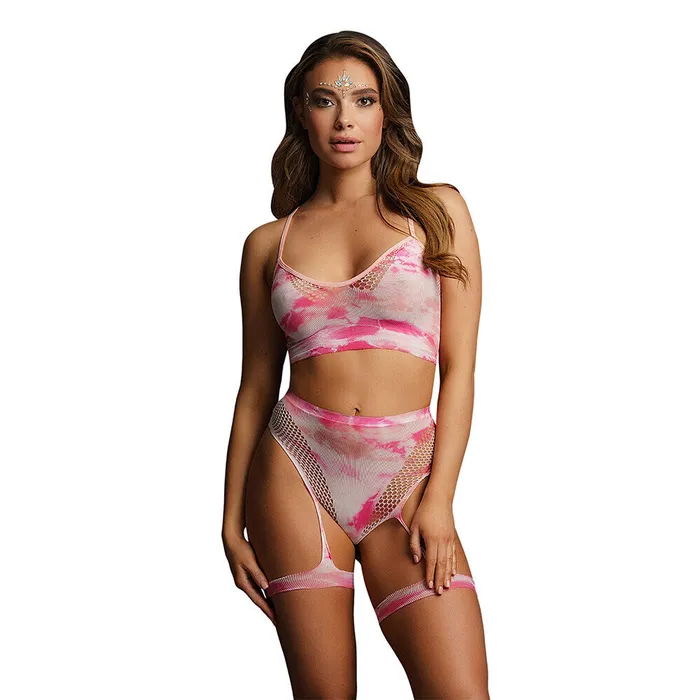 Couples Shots Toys Le Desir Bliss Tie Dye 2 Piece Set With Garters UK 6 to 14 Couples Shots Toys Le Desir Bliss Tie Dye 2 Piece Set With Garters UK 6 to 14