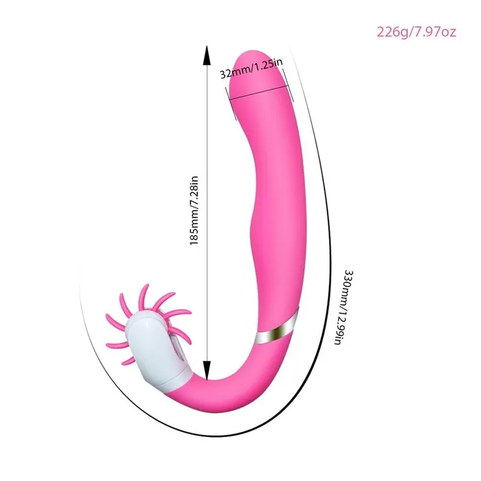 Female Sex Toys Kinkstasy Double Action 12 Speed Vibrator and Clitoris Oral Sex Simulator