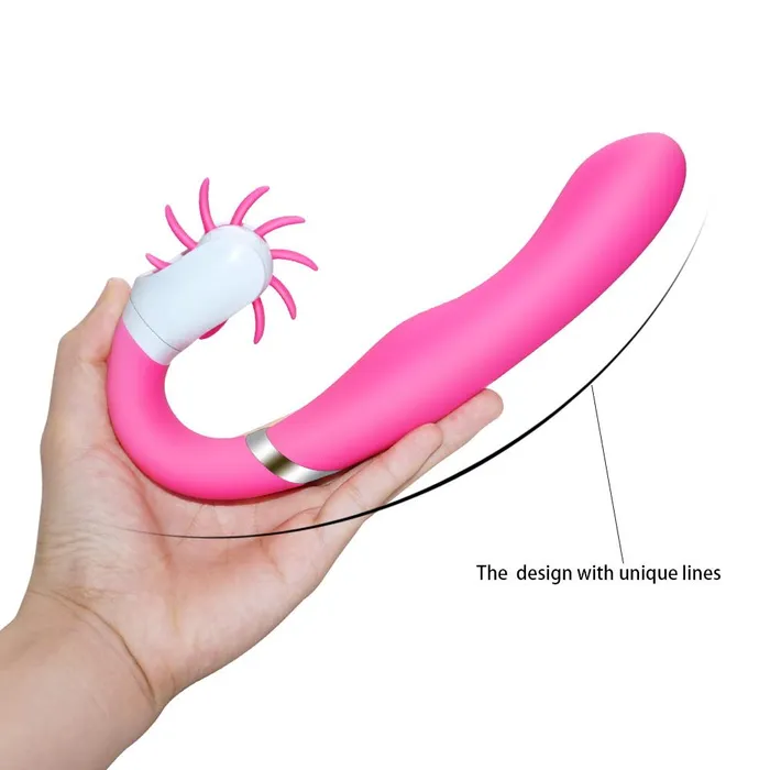 Female Sex Toys Kinkstasy Double Action 12 Speed Vibrator and Clitoris Oral Sex Simulator