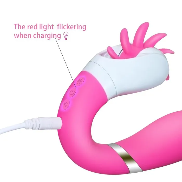 Female Sex Toys Kinkstasy Double Action 12 Speed Vibrator and Clitoris Oral Sex Simulator