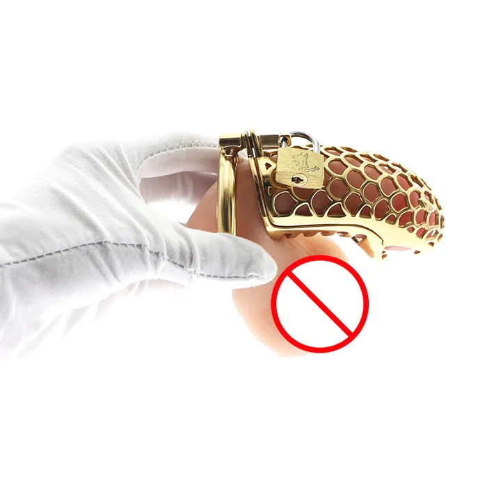 Golden Cobra Chastity Cock Cage Hand Polished Kinkstasy Male Sex Toys