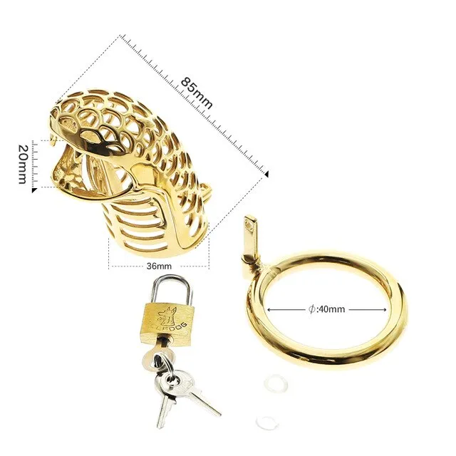 Golden Cobra Chastity Cock Cage Hand Polished Kinkstasy Male Sex Toys