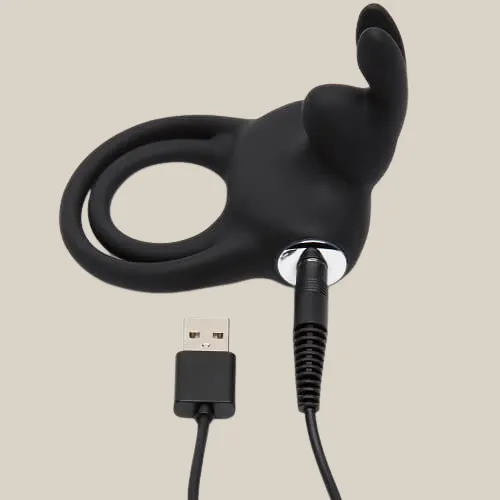 Happy Rabbit Couples Stimulating USB Rechargeable Rabbit Love Ring Black Happy Rabbit Vibrators