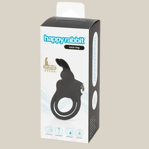 Happy Rabbit Couples Stimulating USB Rechargeable Rabbit Love Ring Black Happy Rabbit Vibrators
