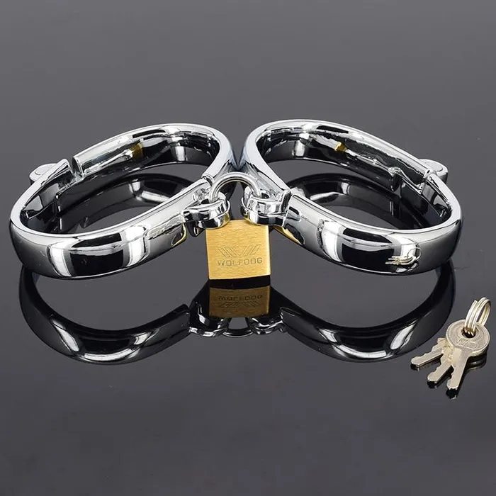 Kinkstasy Hinged Strict Stainless Steel Handcuffs Dildos