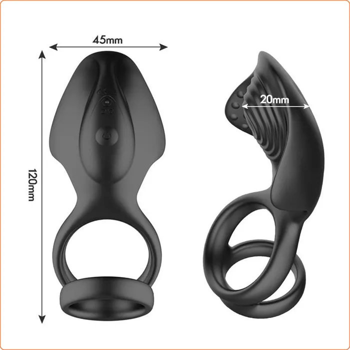 LoveLife SexToys Male Sex Toys Rechargeable Silicone Dual Penis Ring
