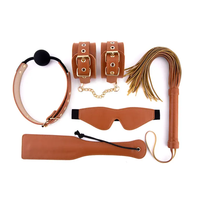 Male Sex Toys Dream Toys Elite BDSM Cognac Vegan Leather Set