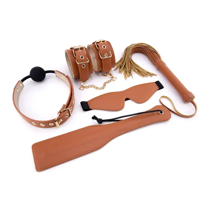 Male Sex Toys Dream Toys Elite BDSM Cognac Vegan Leather Set