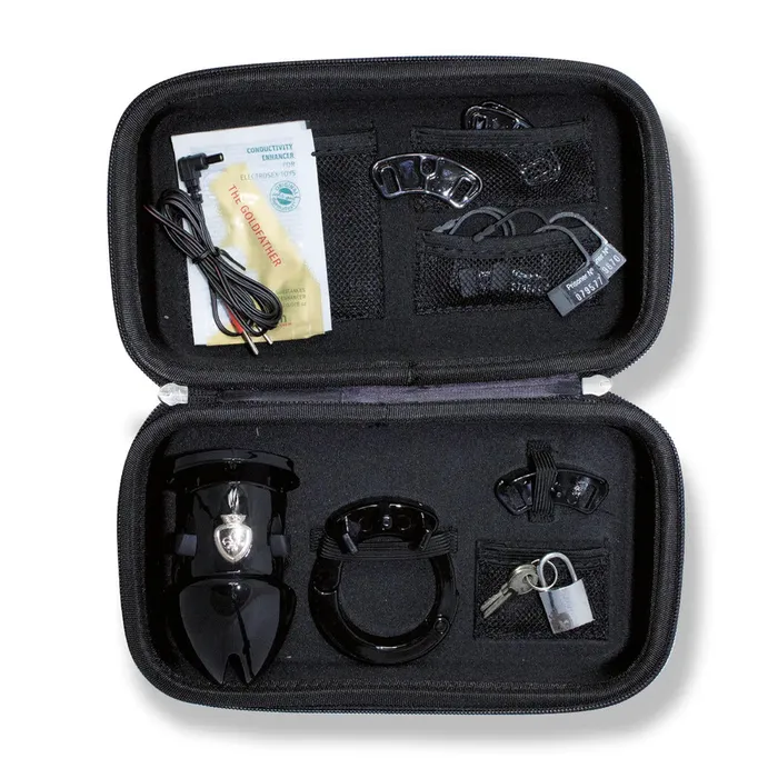 Male Sex Toys MyStim MyStim Pubic Enemy No 1 Black Edition EStim Cock Cage