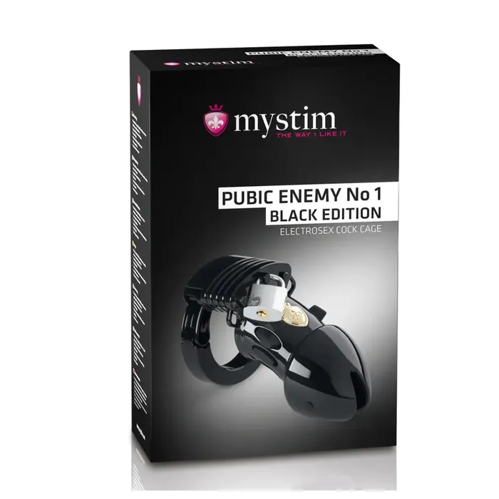 Male Sex Toys MyStim MyStim Pubic Enemy No 1 Black Edition EStim Cock Cage