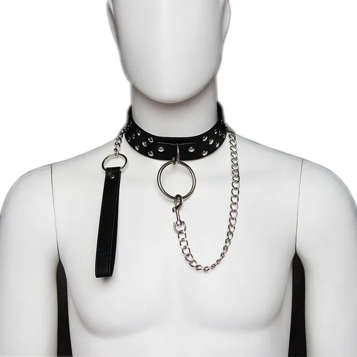 Male Sex Toys Submissive Neck Collar with Chain Leash 69 Vibrations Kenya