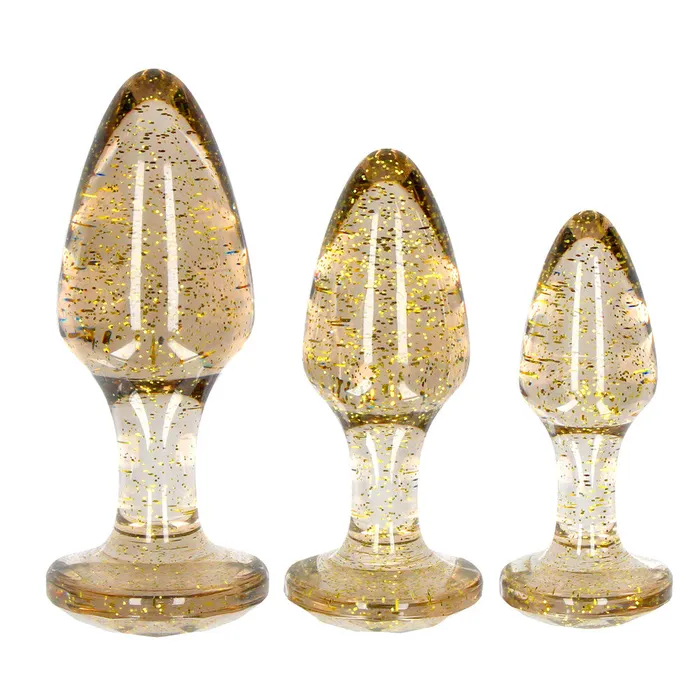 Ouch Golden Glitter Acrylic Butt Plug Set Shots Toys Anal