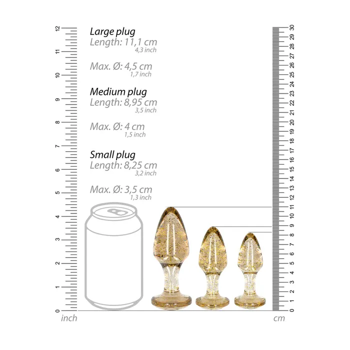 Ouch Golden Glitter Acrylic Butt Plug Set Shots Toys Anal Ouch Golden Glitter Acrylic Butt Plug Set Shots Toys Anal