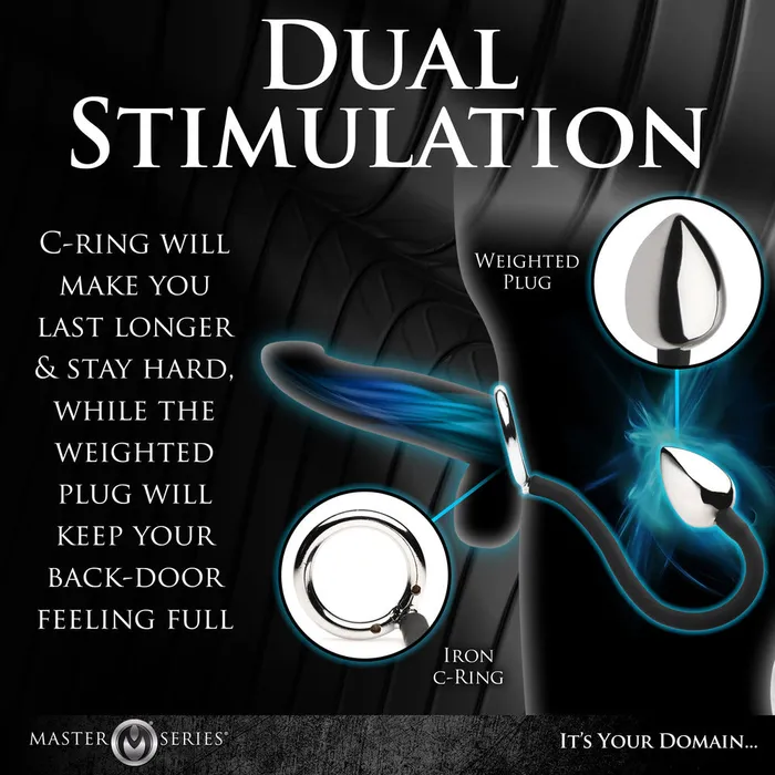 Rimba Master Series Tug Plug Aluminum Cock and Ball Ring Male Sex Toys