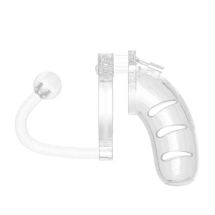 Shots Toys Male Sex Toys Man Cage 11 Male 45 Inch Clear Chastity Cage With Anal Plug