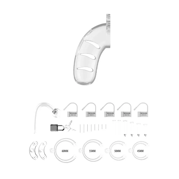 Shots Toys Male Sex Toys Man Cage 11 Male 45 Inch Clear Chastity Cage With Anal Plug