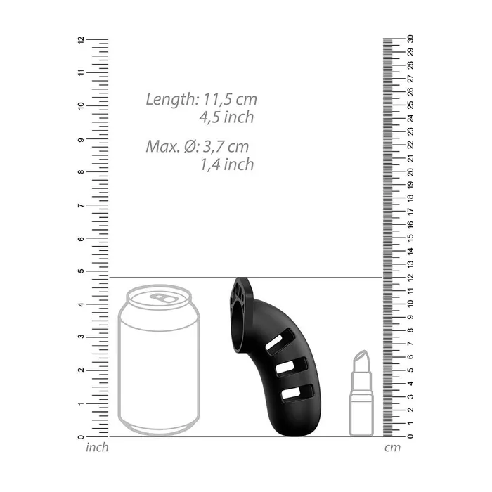 Shots Toys Male Sex Toys Man Cage 21 Male 45 Inch Black Silicone Chastity Cage