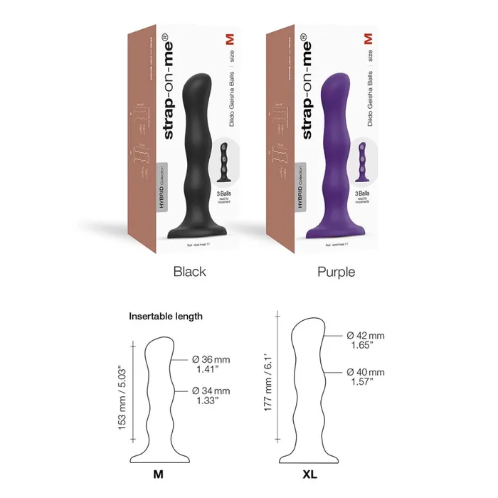 StrapOnMe StrapOnMe Geisha Ball Dildo Plug Medium or Large Female Sex Toys