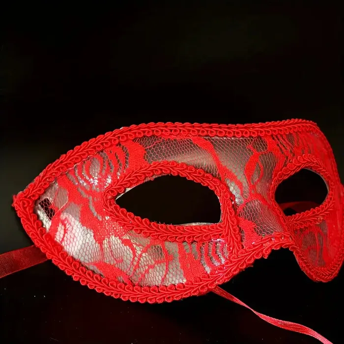 Temu 1PC Masquerade Lace Sexy Red Mask Vibrators