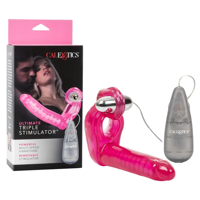 Ultimate Triple Stimulator Vibrating Cock Ring With Dong California Exotic Male Sex Toys