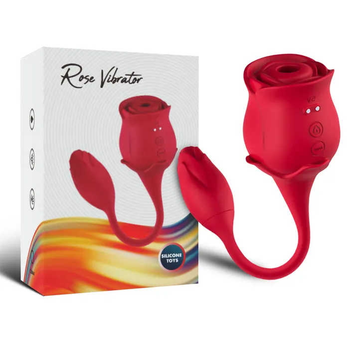 USK Female Sex Toys 2in1 Deeppink Clit Sucker With Bud Vibrator