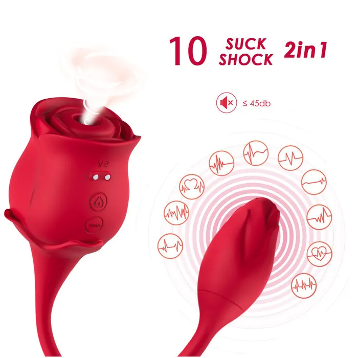 USK Female Sex Toys 2in1 Deeppink Clit Sucker With Bud Vibrator