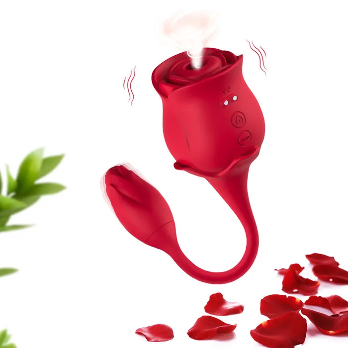 USK Female Sex Toys 2in1 Deeppink Clit Sucker With Bud Vibrator