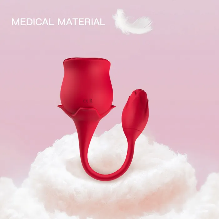 USK Female Sex Toys 2in1 Deeppink Clit Sucker With Bud Vibrator