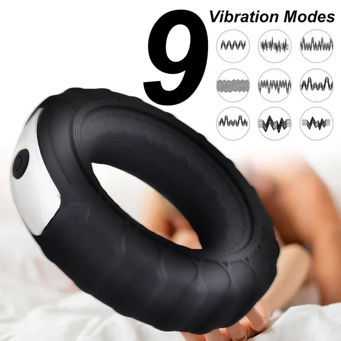 Vibrator Penis Ring Silicone Cock Rings Dick Vibrator Sex Toys for Men Remote Control 9 Speed Time Delay Male Penis Massage SEY TOY SHOP Couples