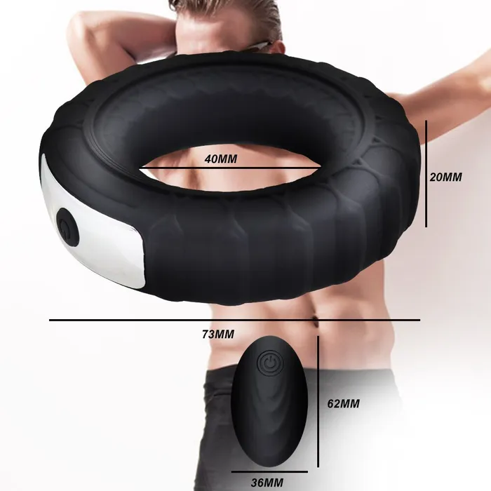 Vibrator Penis Ring Silicone Cock Rings Dick Vibrator Sex Toys for Men Remote Control 9 Speed Time Delay Male Penis Massage SEY TOY SHOP Couples