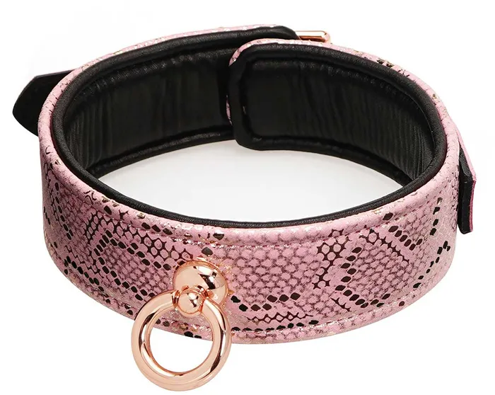 Vibrators Spartacus Leather Spartacus Pink Snake Print Collar Leash w Leather Lining